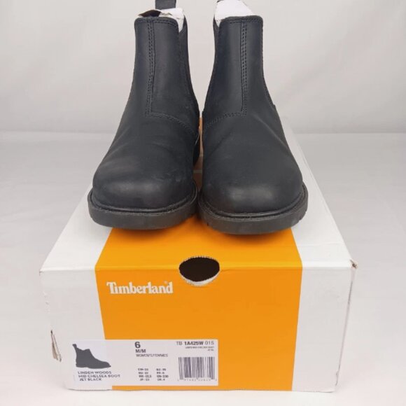 Timberland Women's Linden Woods Chelsea Black Boots Slip On Work Boot Size 6 - Picture 4 of 10
